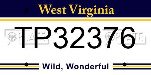 TP32376 West Virginia License Plate
