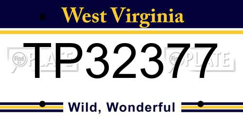 TP32377 West Virginia License Plate