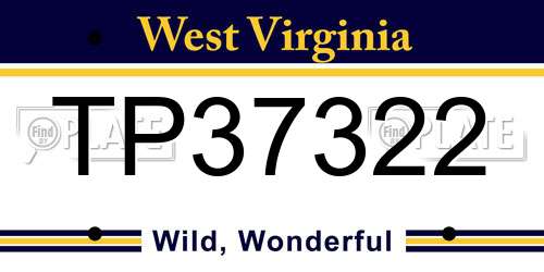 TP37322 West Virginia License Plate