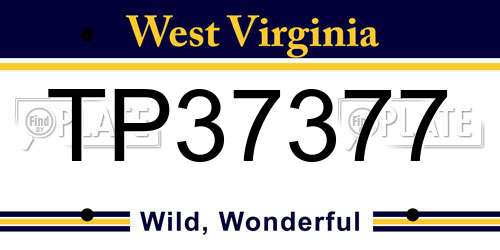 TP37377 West Virginia License Plate