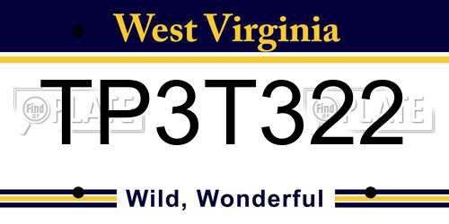 TP3T322 West Virginia License Plate