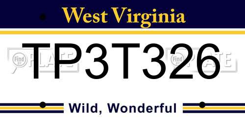 TP3T326 West Virginia License Plate