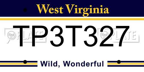 TP3T327 West Virginia License Plate