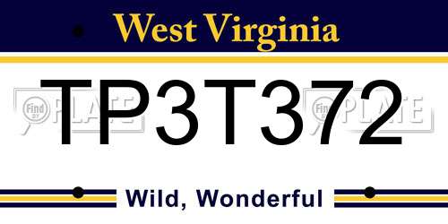 TP3T372 West Virginia License Plate