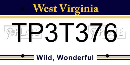 TP3T376 West Virginia License Plate