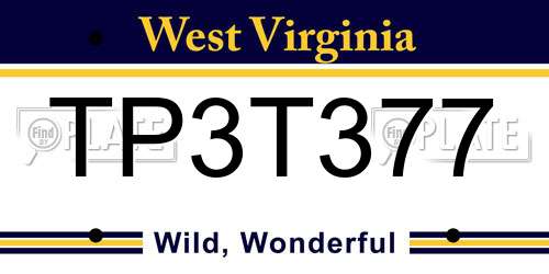 TP3T377 West Virginia License Plate