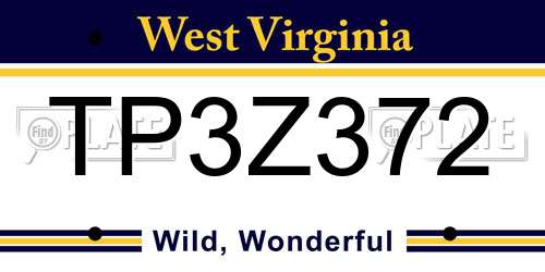 TP3Z372 West Virginia License Plate