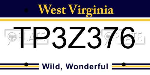 TP3Z376 West Virginia License Plate