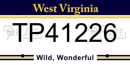 TP41226 West Virginia License Plate