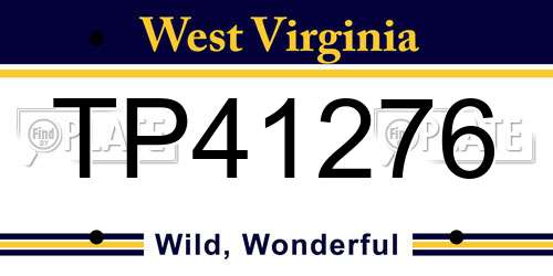 TP41276 West Virginia License Plate