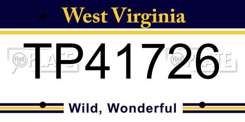 TP41726 West Virginia License Plate