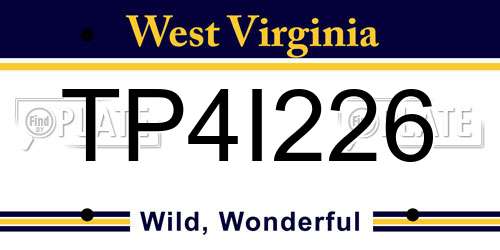 TP4I226 West Virginia License Plate