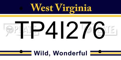 TP4I276 West Virginia License Plate