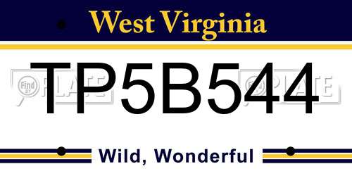 TP5B544 West Virginia License Plate