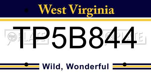 TP5B844 West Virginia License Plate