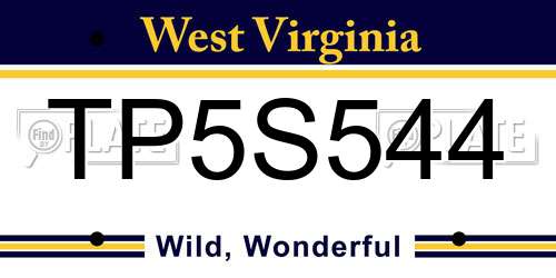 TP5S544 West Virginia License Plate