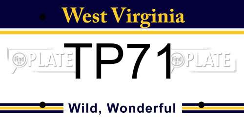 TP71 West Virginia License Plate