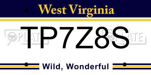 TP7Z8S West Virginia License Plate