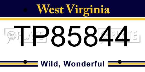 TP85844 West Virginia License Plate
