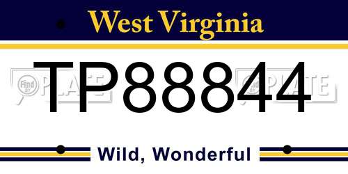 TP88844 West Virginia License Plate
