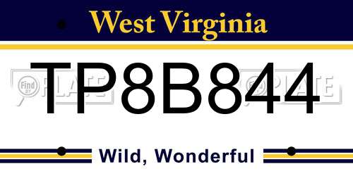 TP8B844 West Virginia License Plate