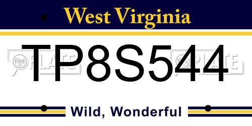 TP8S544 West Virginia License Plate