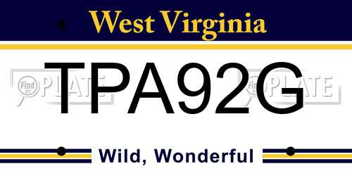 TPA92G West Virginia License Plate