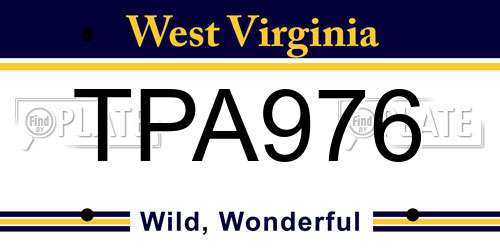 TPA976 West Virginia License Plate