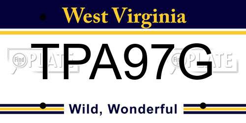 TPA97G West Virginia License Plate