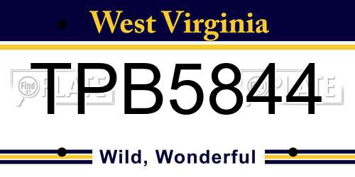 TPB5844 West Virginia License Plate