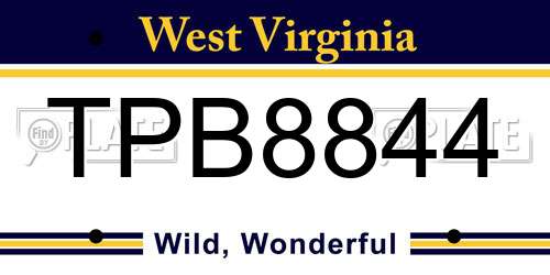 TPB8844 West Virginia License Plate
