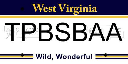 TPBSBAA West Virginia License Plate