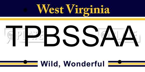 TPBSSAA West Virginia License Plate