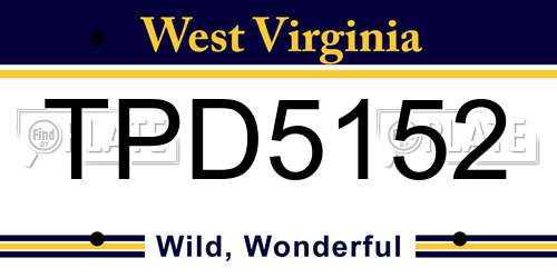 TPD5152 West Virginia License Plate
