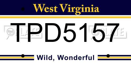 TPD5157 West Virginia License Plate