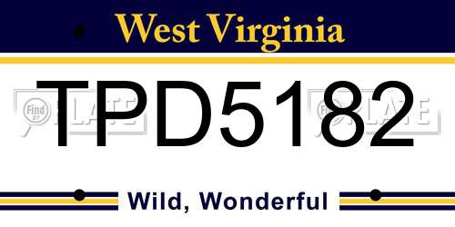 TPD5182 West Virginia License Plate