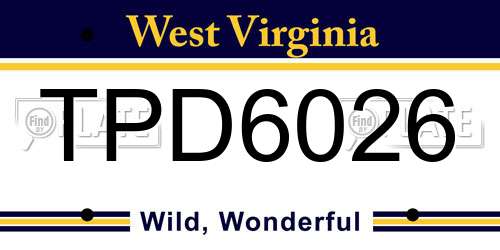 TPD6026 West Virginia License Plate