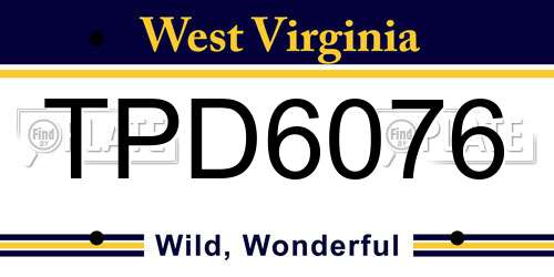 TPD6076 West Virginia License Plate