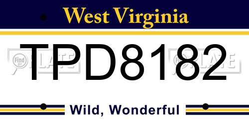 TPD8182 West Virginia License Plate