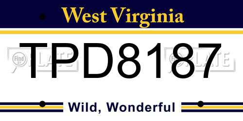 TPD8187 West Virginia License Plate
