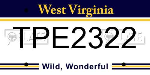 TPE2322 West Virginia License Plate