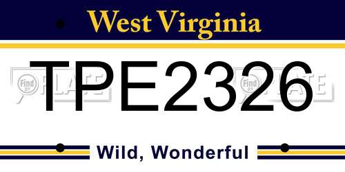 TPE2326 West Virginia License Plate