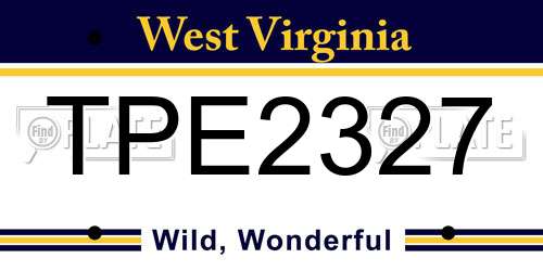 TPE2327 West Virginia License Plate