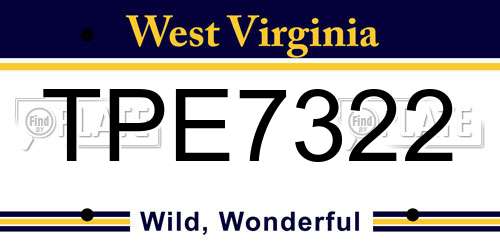TPE7322 West Virginia License Plate