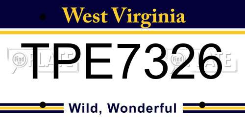 TPE7326 West Virginia License Plate