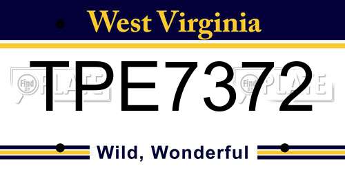 TPE7372 West Virginia License Plate