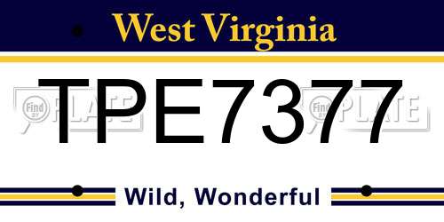 TPE7377 West Virginia License Plate