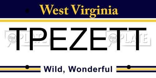 TPEZETT West Virginia License Plate