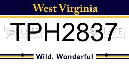 TPH2837 West Virginia License Plate