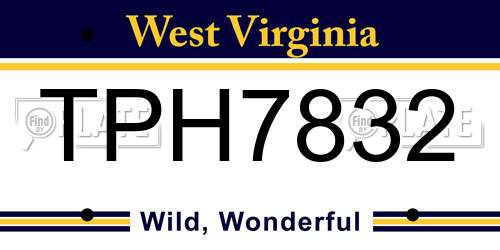 TPH7832 West Virginia License Plate